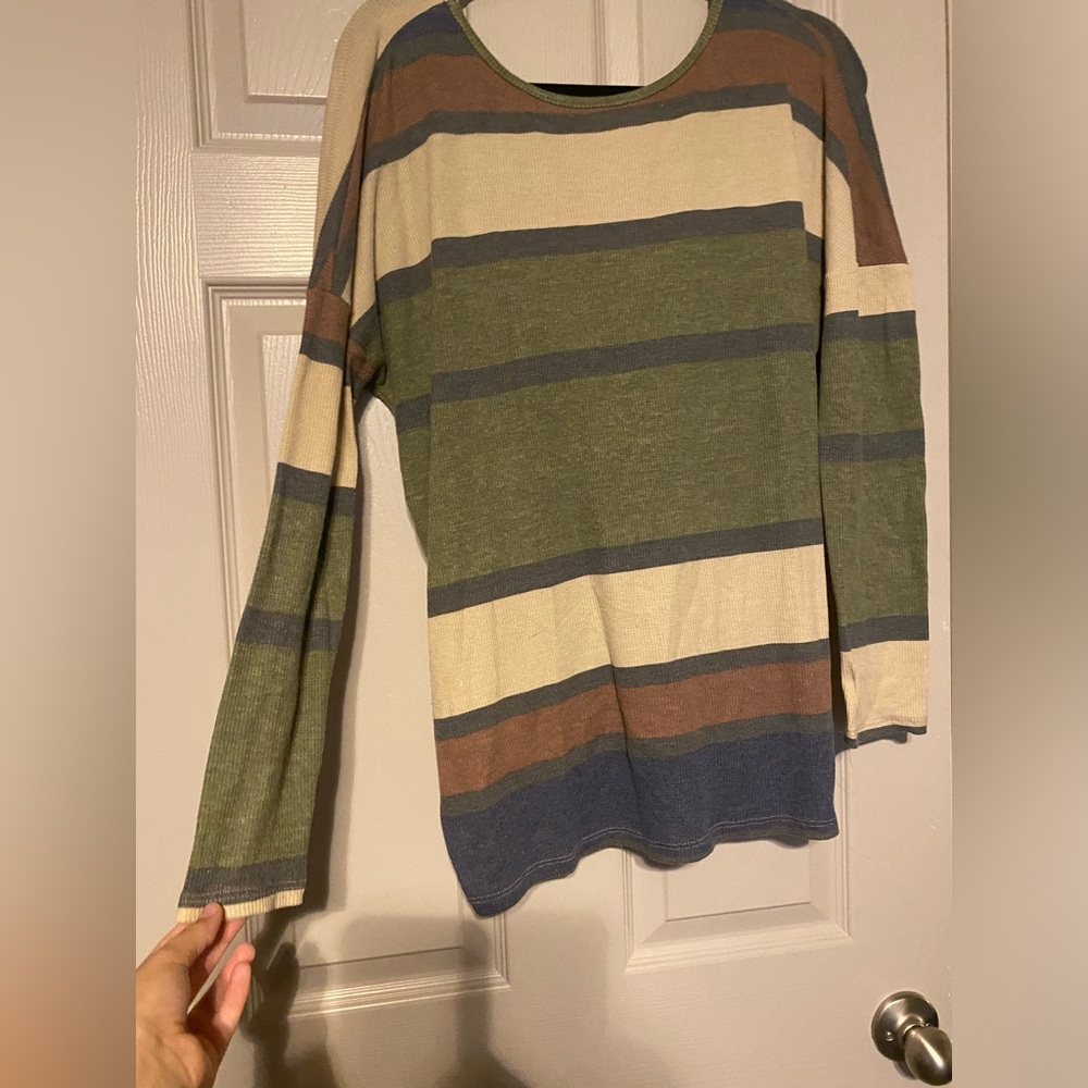 Striped Multicolor Long Sleeve Top Open Back